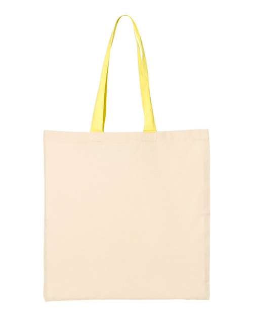 Economical Tote with Contrast-Color Handles - Natural/ Yellow Front