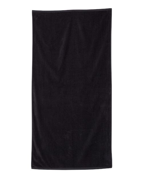Velour Beach Towel - Black Front