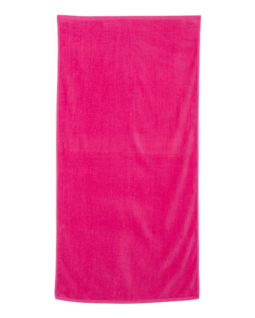Velour Beach Towel - Hot Pink Front