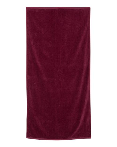 Velour Beach Towel - Maroon Front