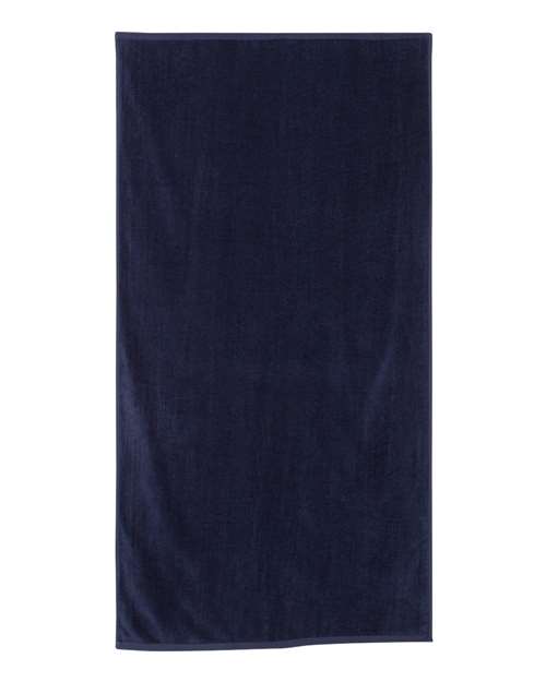 Velour Beach Towel - Navy Front