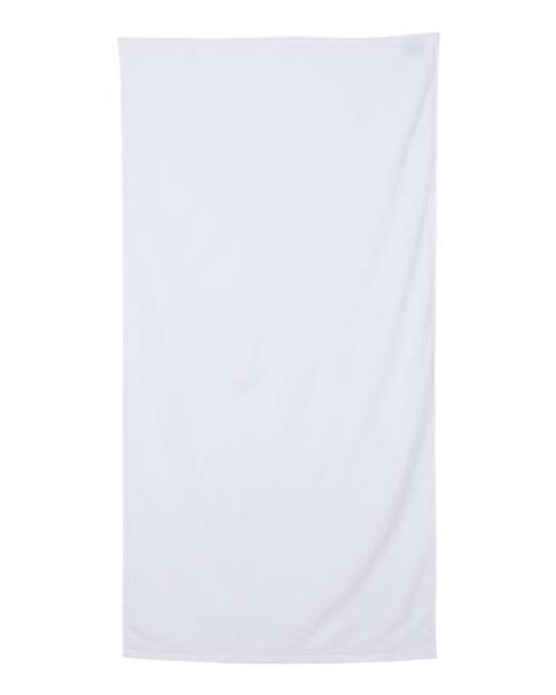 Velour Beach Towel - White Front