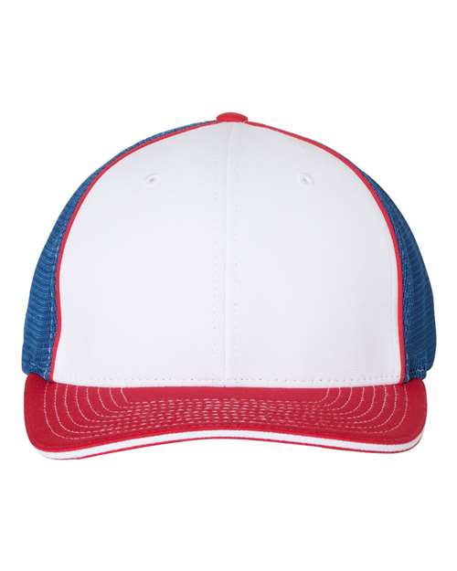 Pulse Sportmesh R-Flex Cap - White/ Royal/ Red Tri Front