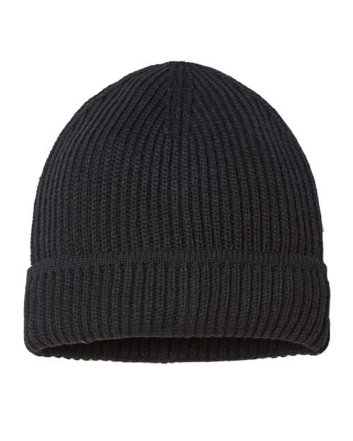 Sustainable Finish Edge Cuffed Beanie - Black Back