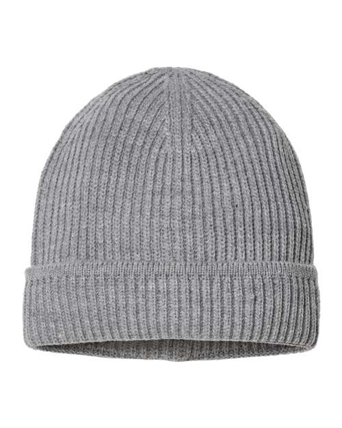 Sustainable Finish Edge Cuffed Beanie - Light Grey Back