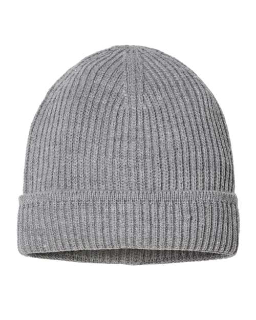 Sustainable Finish Edge Cuffed Beanie - Light Grey Front