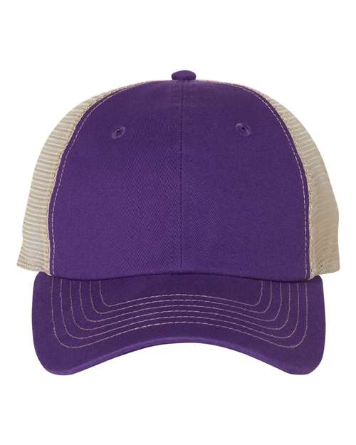 Contrast-Stitch Mesh-Back Cap - Purple/ Stone Front