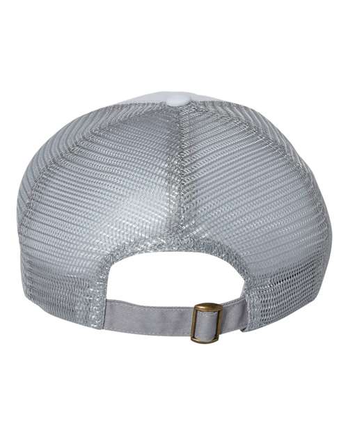 Contrast-Stitch Mesh-Back Cap - White/ Grey Back