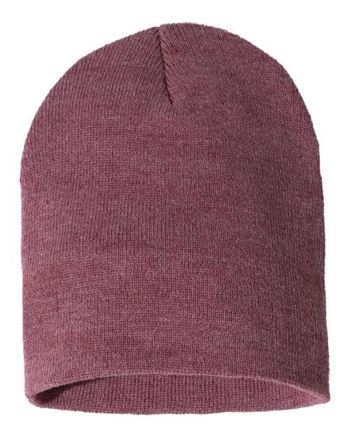 8" Beanie - Heather Cardinal Front