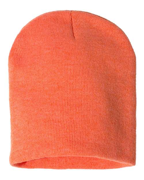 8" Beanie - Heather Orange Back