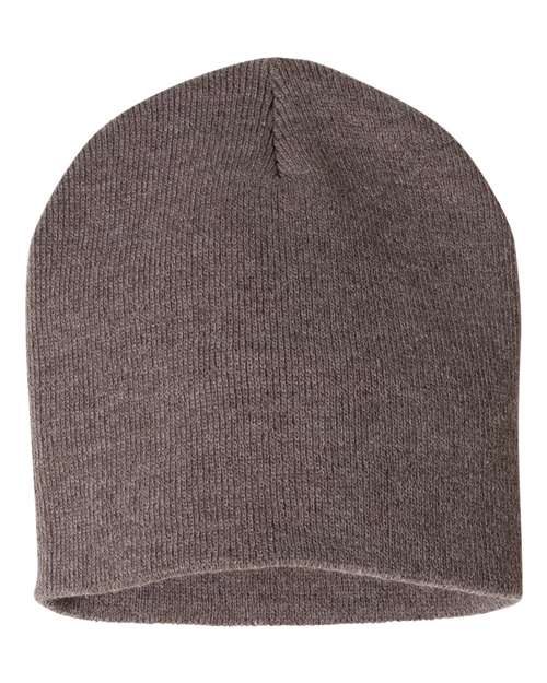 8" Beanie - Heather Brown Back
