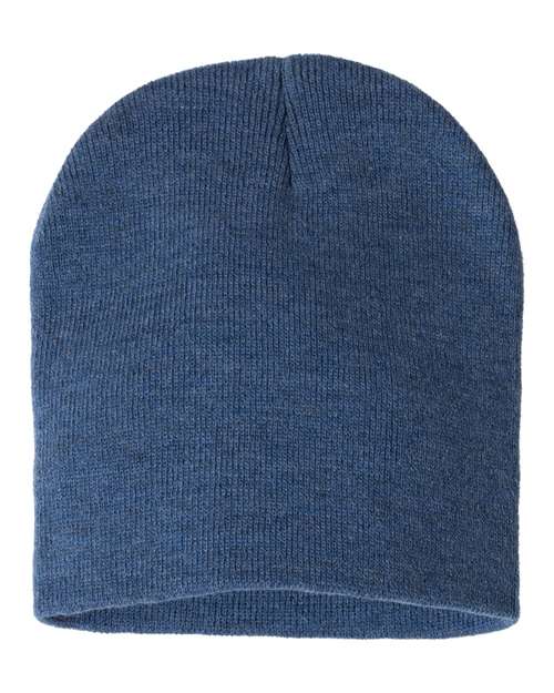 8" Beanie - Heather Dark Royal Front