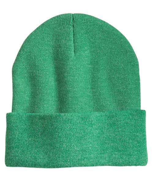 12" Solid Cuffed Beanie - Heather Kelly Back
