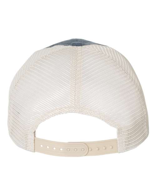 Pigment-Dyed Trucker Cap - Navy/ Cardinal/ Stone Back