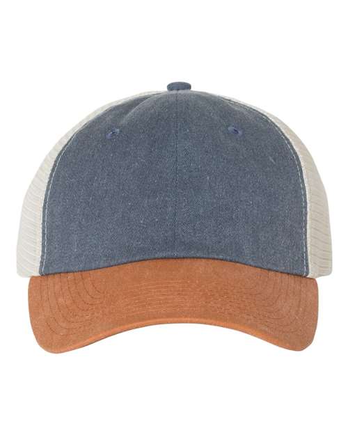 Pigment-Dyed Trucker Cap - Navy/ Texas/ Stone Front