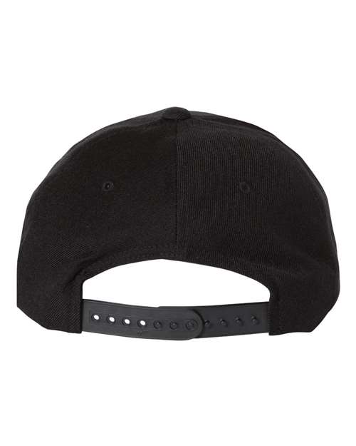 Premium Five-Panel Curved Bill Snapback Cap - Black Back