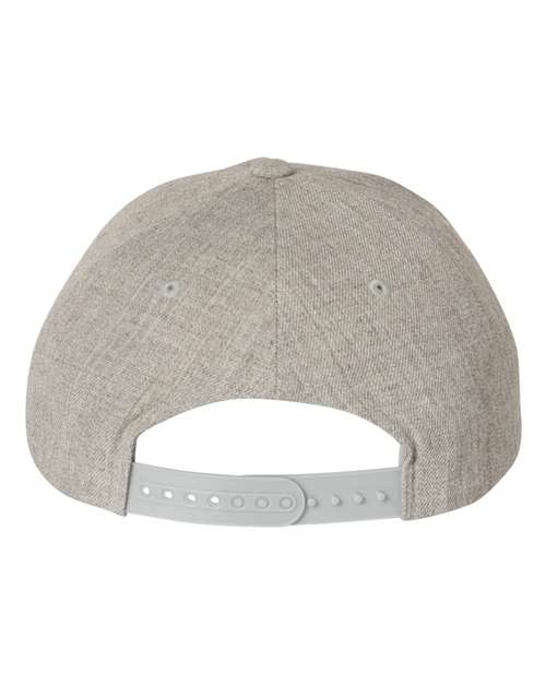 Premium Five-Panel Curved Bill Snapback Cap - Heather Grey Back