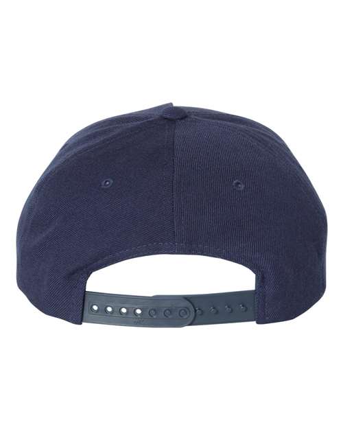 Premium Five-Panel Curved Bill Snapback Cap - Navy Back