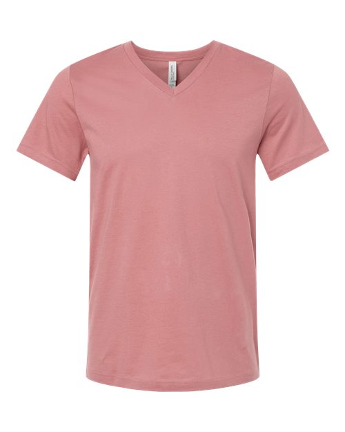 Unisex Jersey V-Neck Tee - Mauve Front