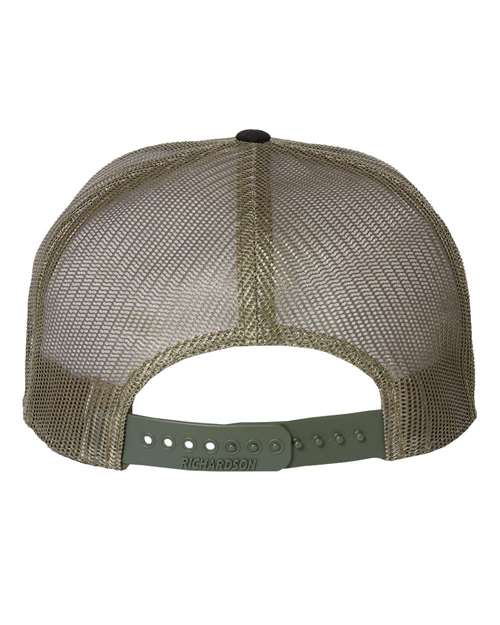 Seven-Panel Trucker Cap - Black/ Camo/ Loden Back