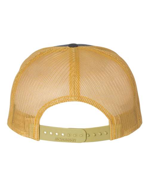 Seven-Panel Trucker Cap - Charcoal/ Old Gold Back