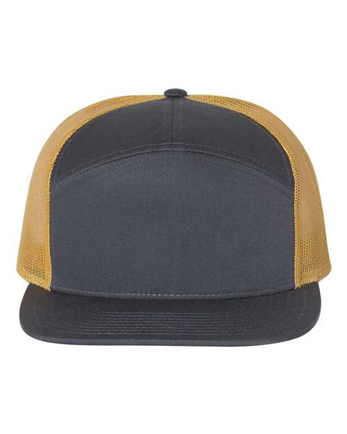 Seven-Panel Trucker Cap - Charcoal/ Old Gold Front
