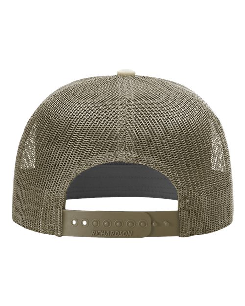 Seven-Panel Trucker Cap - Pale Khaki/ Loden Green Back