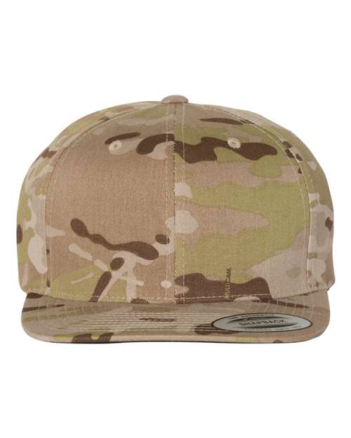 Premium Flat Bill Snapback Cap - Multicam Arid Front