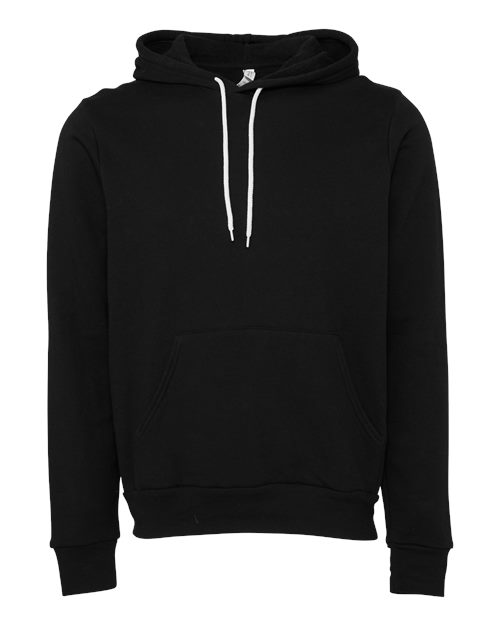Unisex Sponge Fleece Hoodie Sweatshirt - DTG Black Front