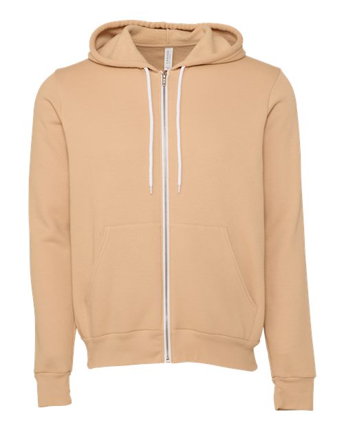 Unisex Sponge Fleece Full-Zip Hoodie Sweatshirt - Heather Sand Dune Front