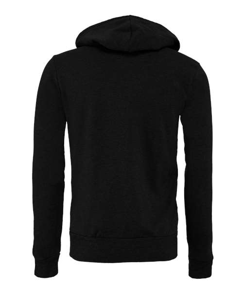 Unisex Sponge Fleece Full-Zip Hoodie Sweatshirt - Black Heather Back