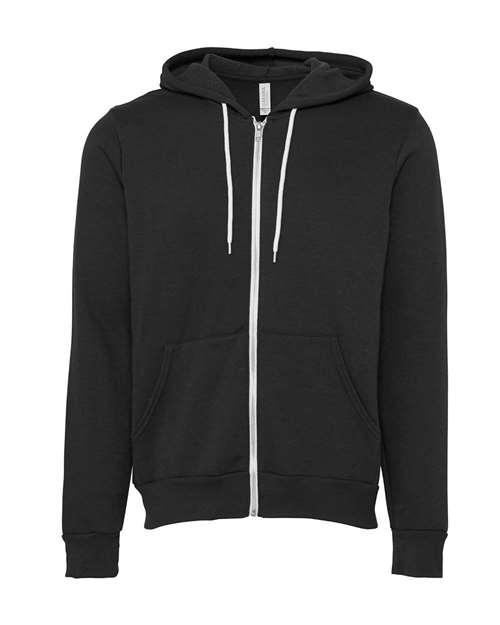 Unisex Sponge Fleece Full-Zip Hoodie Sweatshirt - DTG Dark Grey Front