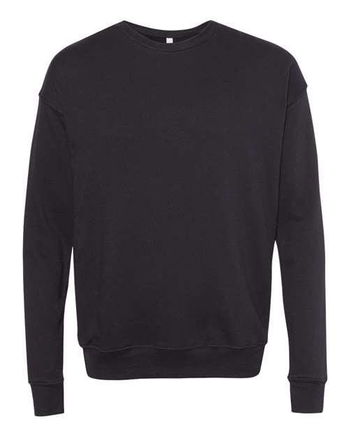 Unisex Sponge Fleece Drop Shoulder Crewneck Sweatshirt - DTG Black Front
