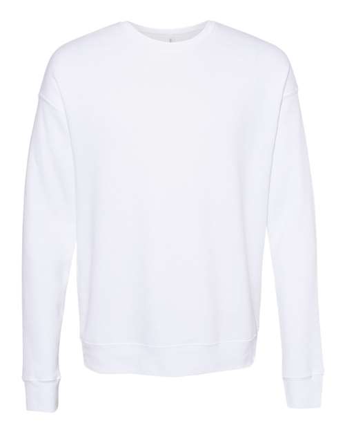 Unisex Sponge Fleece Drop Shoulder Crewneck Sweatshirt - DTG White Front