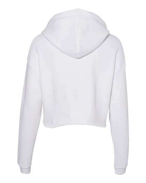 Women's Crop Fleece Hoodie Sweatshirt - White Back