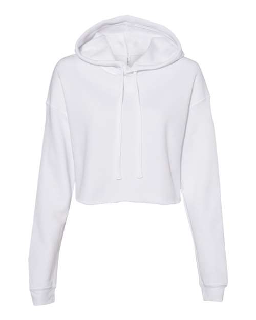 Women's Crop Fleece Hoodie Sweatshirt - White Front