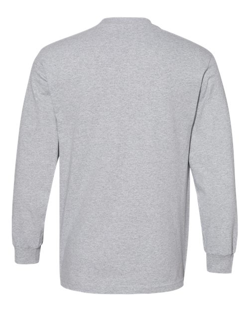 Unisex Heavyweight Cotton Long Sleeve Tee - Heather Grey Back