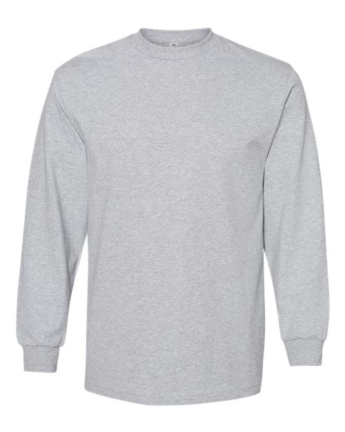 Unisex Heavyweight Cotton Long Sleeve Tee - Heather Grey Front
