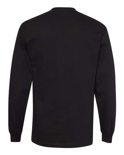 Unisex Heavyweight Cotton Long Sleeve Tee - Black Back