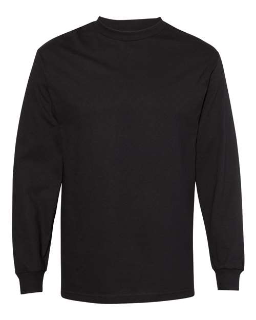 Unisex Heavyweight Cotton Long Sleeve Tee - Black Front
