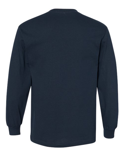 Unisex Heavyweight Cotton Long Sleeve Tee - True Navy Back