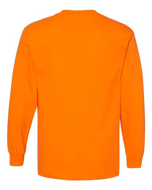 Unisex Heavyweight Cotton Long Sleeve Tee - Orange Back