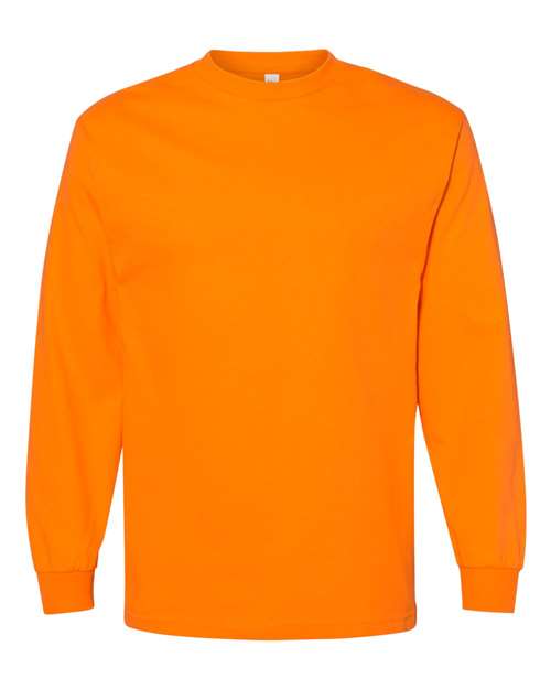 Unisex Heavyweight Cotton Long Sleeve Tee - Orange Front