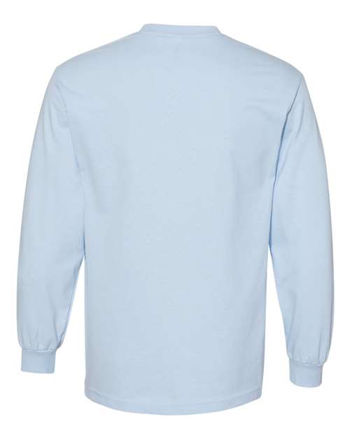 Unisex Heavyweight Cotton Long Sleeve Tee - Powder Blue Back