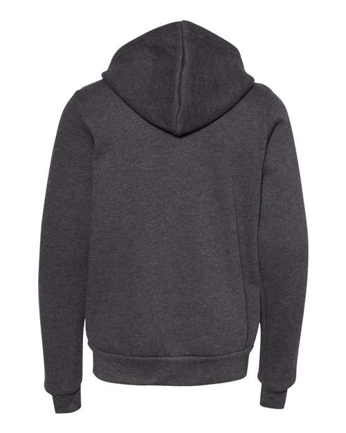 Youth Sponge Fleece Full-Zip Hoodie Sweatshirt - Dark Grey Heather Back