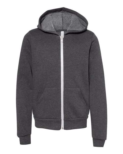 Youth Sponge Fleece Full-Zip Hoodie Sweatshirt - Dark Grey Heather Front