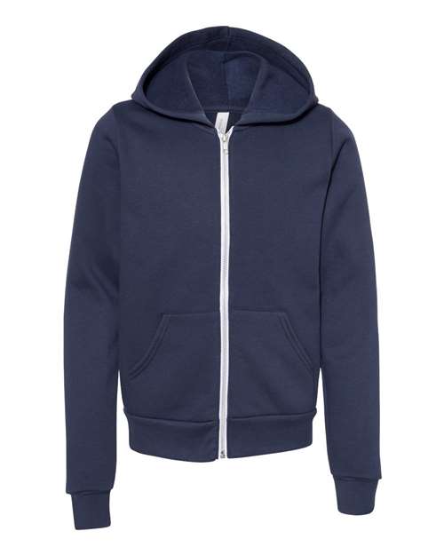 Youth Sponge Fleece Full-Zip Hoodie Sweatshirt - Navy Front