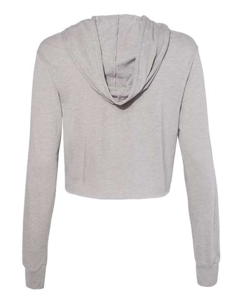 Women’s Triblend Crop Long Sleeve Hoodie Tee - Athletic Grey Triblend Back