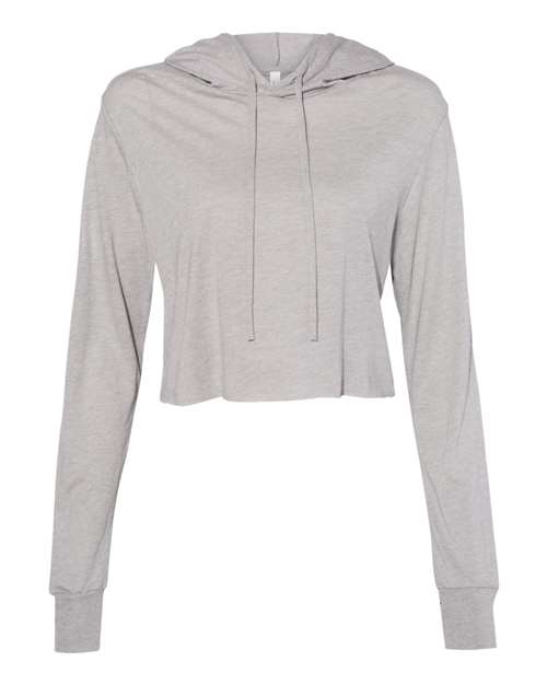 Women’s Triblend Crop Long Sleeve Hoodie Tee - Athletic Grey Triblend Front