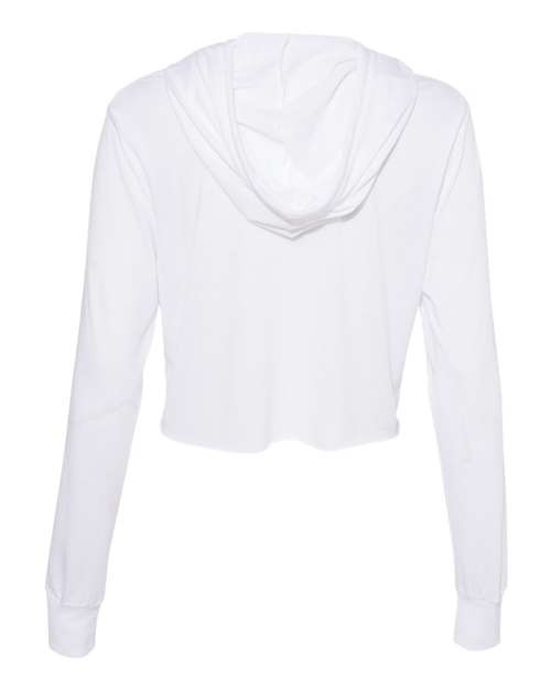 Women’s Triblend Crop Long Sleeve Hoodie Tee - Solid White Triblend Back
